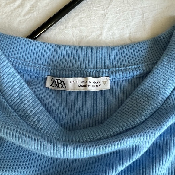 Zara Light Blue Ruched Top - Picture 3 of 3